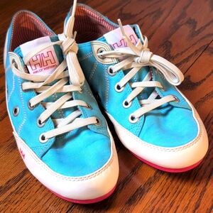 Helly Hanson - Latitude 90 Blue Colorblock Pattern Canvas Lace Up Sneakers